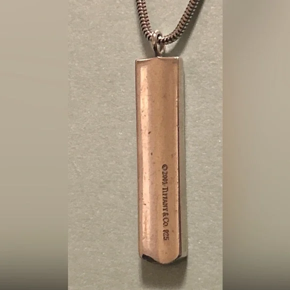 TIFFANY & CO Retired 925 Sterling Silver 1837 Bar Pendant Necklace